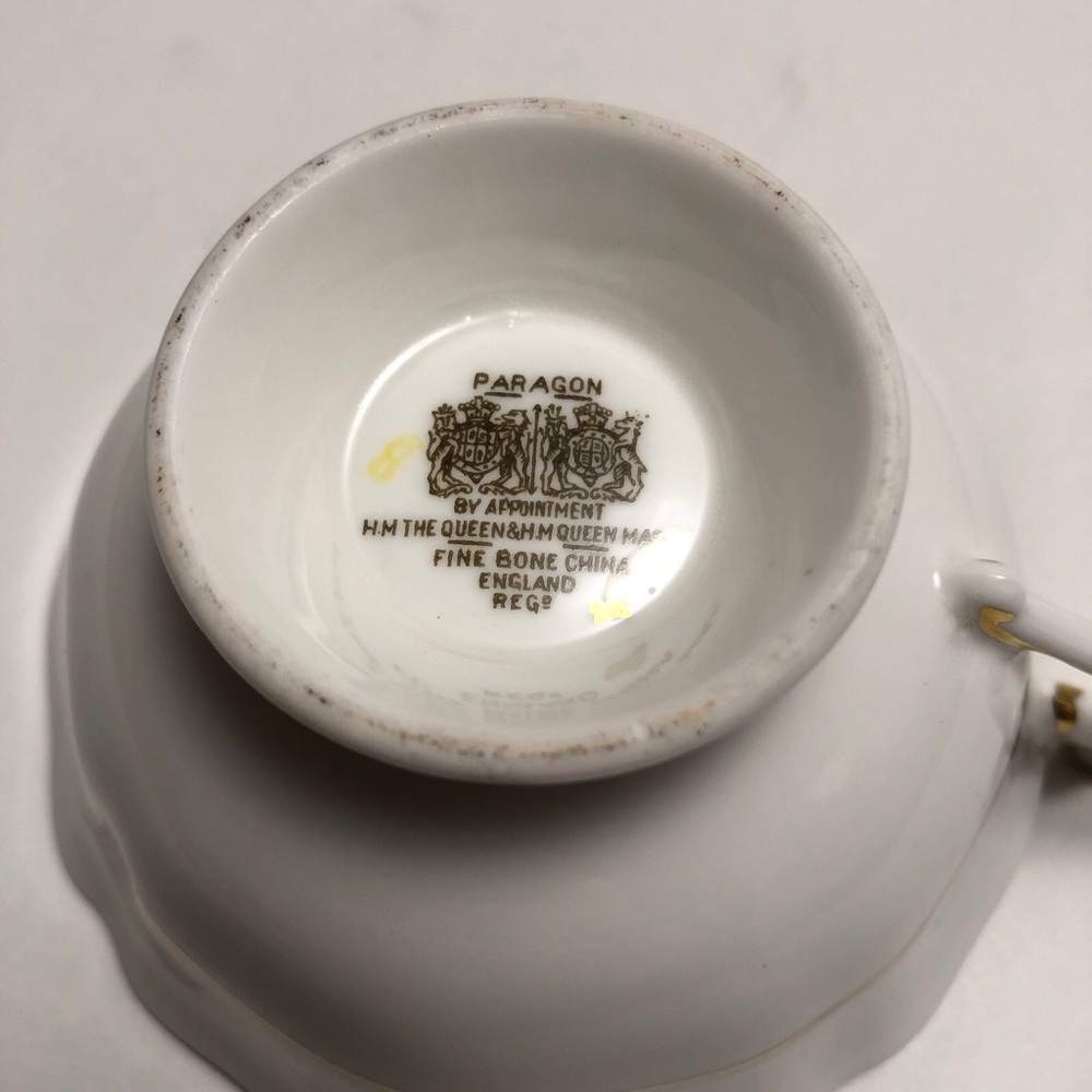 Paragon Double Warrant Cabbage Rose Tea Cup & Saucer Green Teacup Vintage - Picture 13 of 16